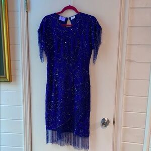 Stenay Blue Beaded Fringe Dress